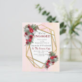 幾何学模様 – 金ゴールドグリッターブルガンディブケッツ インビテーションポストカード (スタンド正面)