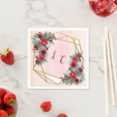 幾何学模様 – 金ゴールドグリッターブルガンディブケッツ スタンダードカクテルナプキン (インサイチュ)