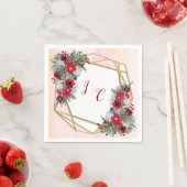 幾何学模様 – 金ゴールドグリッターブルガンディブケッツ スタンダードカクテルナプキン (インサイチュ)