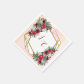 幾何学模様 – 金ゴールドグリッターブルガンディブケッツ スタンダードカクテルナプキン (角)