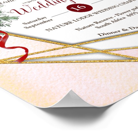 幾何学模様 – 金ゴールドグリッターブルガンディブケッツ ポスター (角)