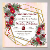 幾何学模様 – 金ゴールドグリッターブルガンディブケッツ ポスター (正面)