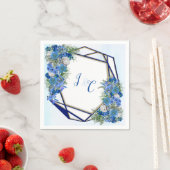 幾何学模様 – 金ゴールド – ネイビー&ブルーフラワーブティック スタンダードカクテルナプキン (インサイチュ)