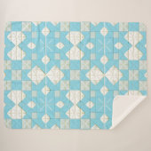 幾何学模様（青と白） シェルパブランケット (正面(横))