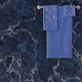 幾何学模様(青) バスタオルセット