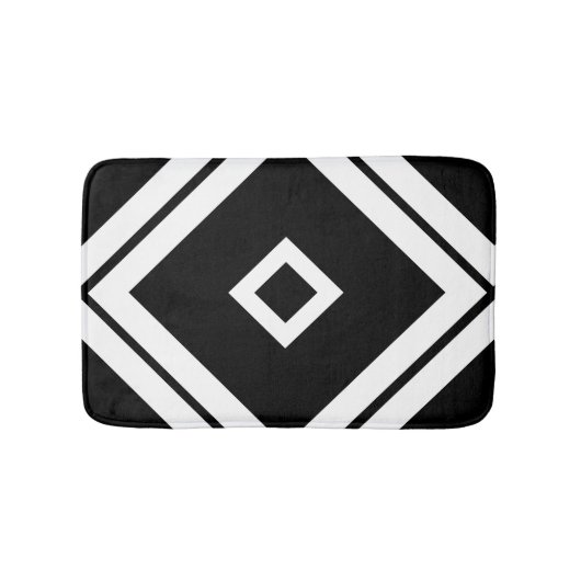 幾何学模様(黒と白) バスマット (正面)