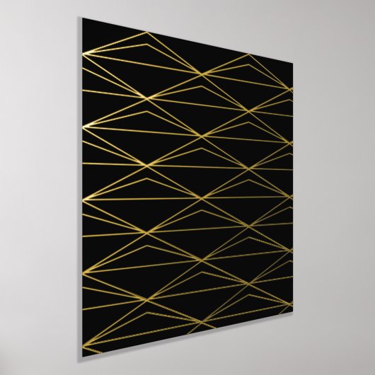 幾何学模様（黒）金ゴールド 箔ポスター (レイダウン)