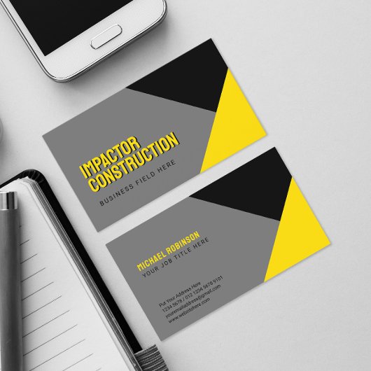 幾何学模様（黒）黄色 | Sans Serif 名刺