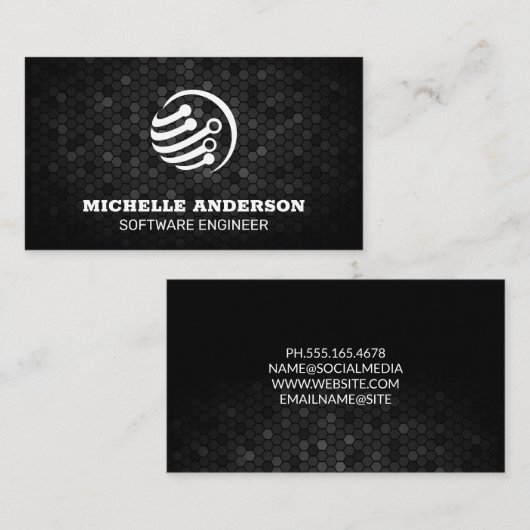 幾何学模様 | Tech Circuit Globe 名刺 (正面/裏面)