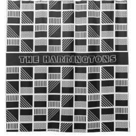 幾何学正方形カスタムのモノグラムシャワーカーテン シャワーカーテン