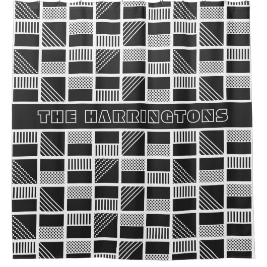 幾何学正方形カスタムのモノグラムシャワーカーテン シャワーカーテン (正面)