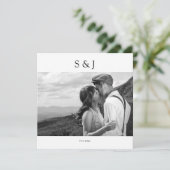 幾何学正方形ブラック&ホワイト写真2 結婚s 招待状 (スタンド正面)