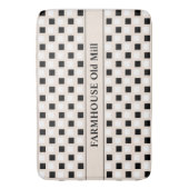 幾何学正方形ベージュブラック バスマット (正面縦)