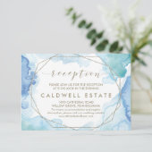 幾何学水彩結婚式レセプションカード 招待状 (スタンド正面)