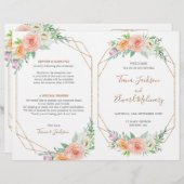 幾何学水彩花折り結婚式 プログラム (正面/裏面)