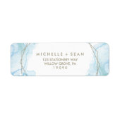 幾何学水色ライトブルー結婚ズ ラベル (正面)