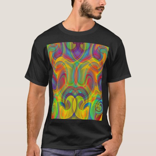 幾何学渦巻きカラフルアートアブストラクト Tシャツ (正面)
