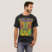 幾何学渦巻きカラフルアートアブストラクト Tシャツ (正面フル)