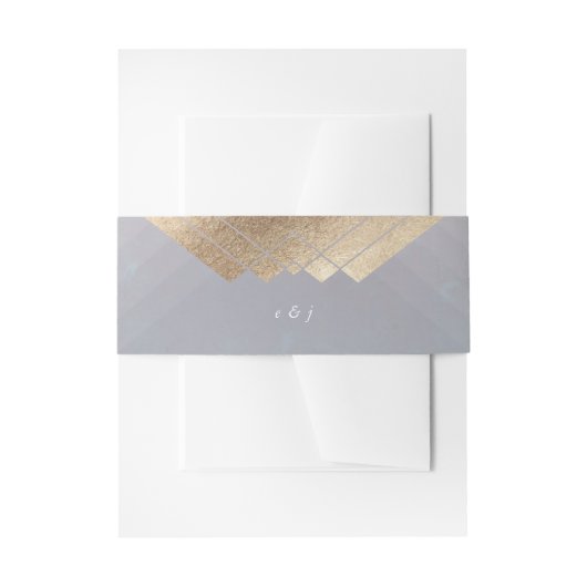 幾何学灰色の金ゴールド結婚ギャツビー 招待状ベリーバンド (正面例)