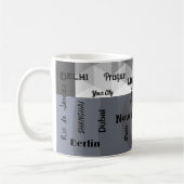 幾何学灰色の青メガシティ コーヒーマグカップ (左)