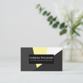 幾何学灰色の黄色の白い黒の色のブロック 名刺 (スタンド正面)