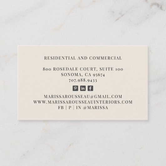 幾何学灰色クリームパターンインテリア設計者 名刺 (裏面)