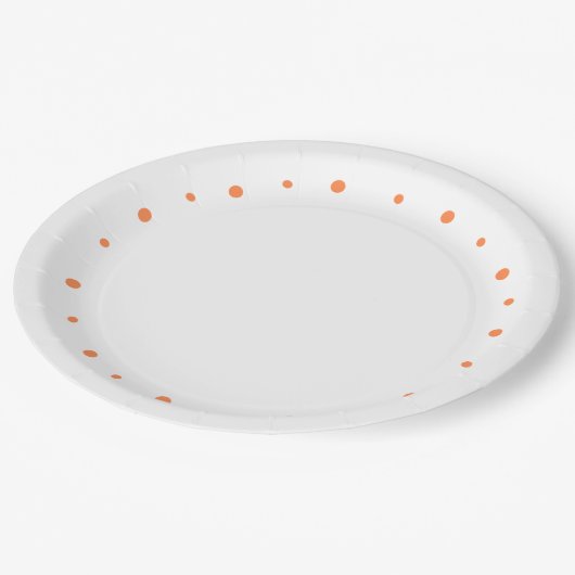 幾何学焦げオレンジ色の水玉模様 ペーパープレート (アングル)