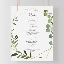 幾何学熱帯グリーン葉スペインのディナー メニュー