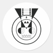 幾何学牛 – 日本の〔占星術の〕十二宮図アニマルアート ラウンドシール (正面)