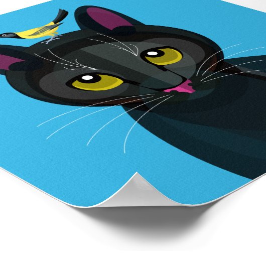 幾何学猫イラストレーションポスター ポスター (角)