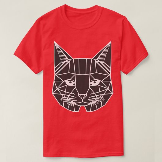 幾何学猫カラフル抽象芸術レトロデザイン Tシャツ (デザイン正面)