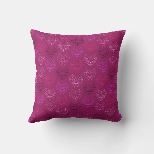 幾何学猫ピンクパターン装飾用クッション クッション (裏面)