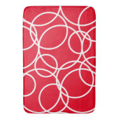 幾何学白丸の赤モダン抽象芸術 バスマット (正面縦)