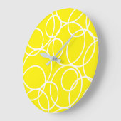 幾何学白丸の黄色モダン抽象芸術 ラージ壁時計 (傾斜)