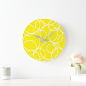 幾何学白丸の黄色モダン抽象芸術 ラージ壁時計 (ホーム)