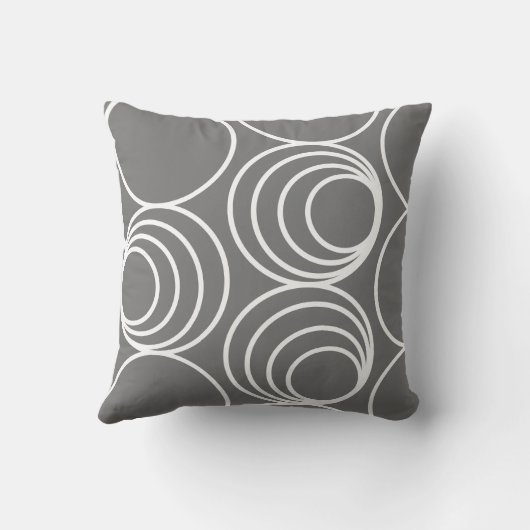 幾何学白丸グレーモダン抽象芸術 クッション (裏面)