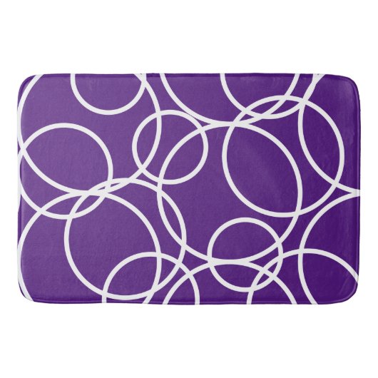 幾何学白丸パープルモダン抽象芸術 バスマット (正面)