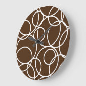 幾何学白丸ブラウンモダン抽象芸術 ラージ壁時計 (傾斜)