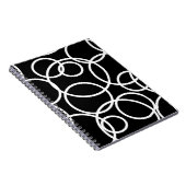 幾何学白丸ブラックモダン抽象芸術 ノートブック (右側)