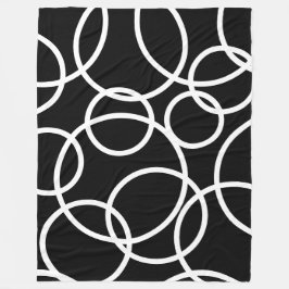 幾何学白丸ブラックモダン抽象芸術 フリースブランケット