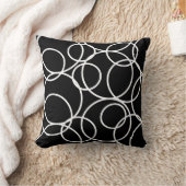 幾何学白丸ブラックモダン抽象芸術Thro クッション (ブランケット)
