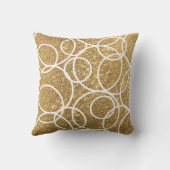 幾何学白丸抽象芸術金ゴールドグリッター クッション (裏面)