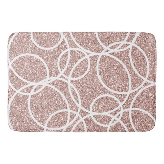 幾何学白丸赤面ピンクグリッター抽象芸術 バスマット (正面)