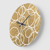 幾何学白丸金ゴールドグリッター抽象芸術 ラージ壁時計 (傾斜)