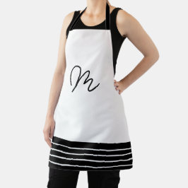 幾何学白黒モノグラム エプロン