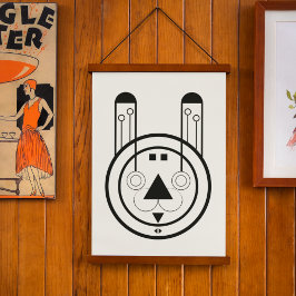 幾何学的うさぎウサギ〔占星術の〕十二宮図 吊り下げ型タペストリー