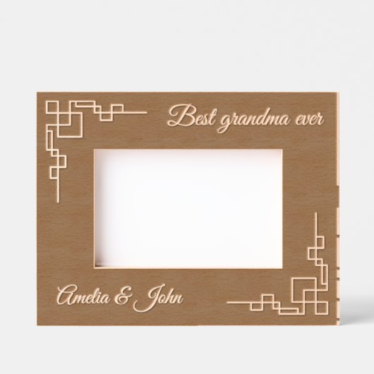 幾何学的おばあちゃんカスタム写真のフレーム レーザー彫刻フレーム (正面)