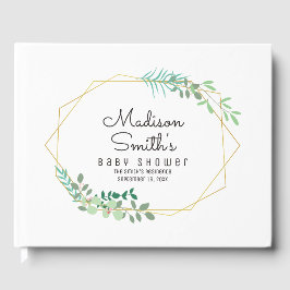 幾何学的および緑のベビーシャワーパーティー ゲストブック