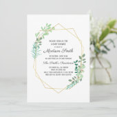 幾何学的および緑のベビーシャワー招待状 招待状 (スタンド正面)