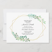 幾何学的および緑のベビーシャワー招待状 招待状 (正面)